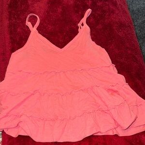 American Eagle Outfitters Coral Ruffled Camisole crop top